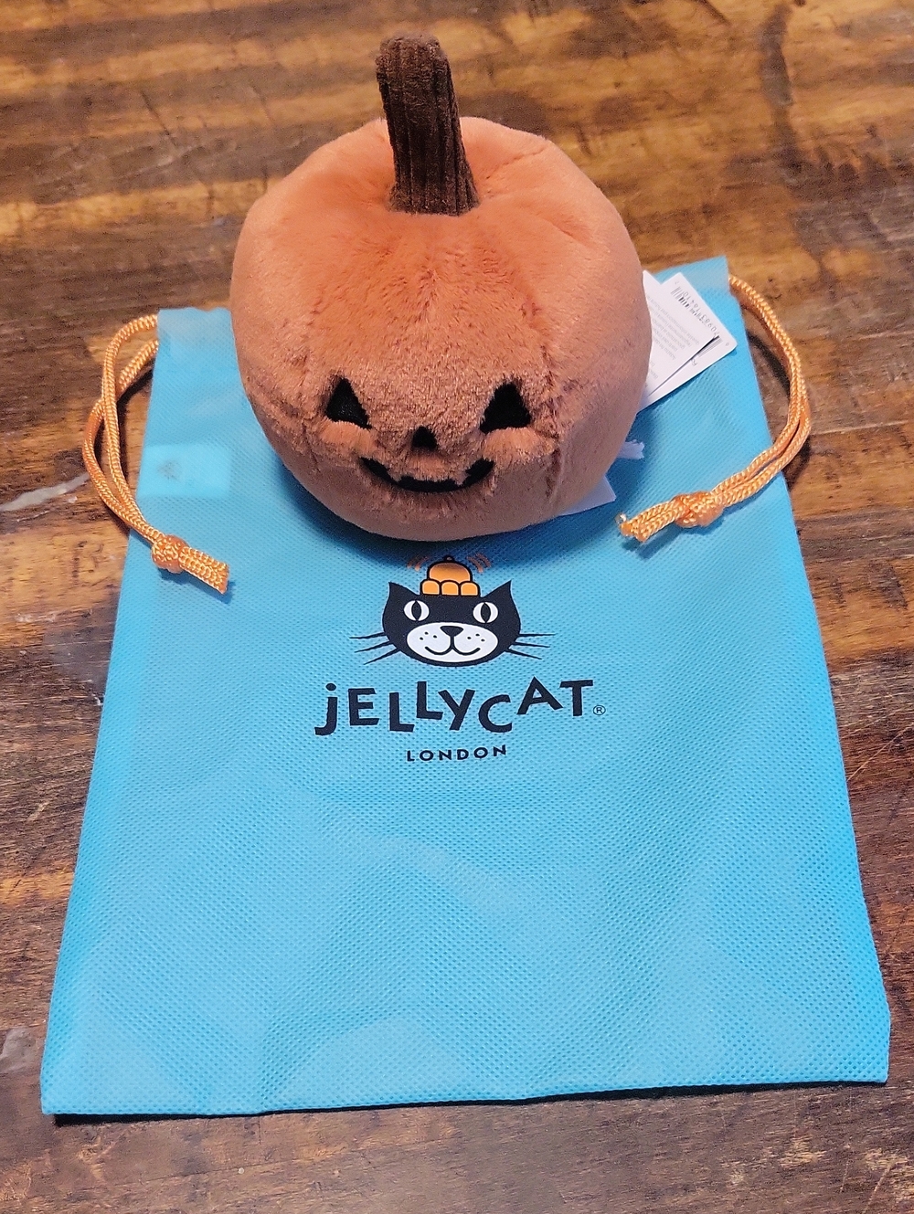 NWT Jellycat Ooky Jack O Lantern Plush with Drawstring Bag